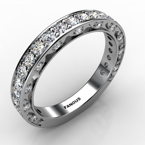 18k White Gold Wedding Band 0.934ct - 0300764-18kw