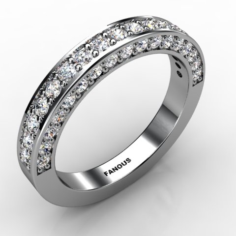 18k White Gold Wedding Band 0.901ct - 0300775-18kw